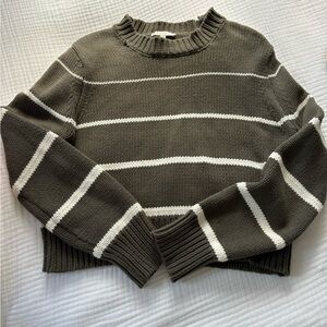 Z Supply Olive Stripe Crewneck Sweater